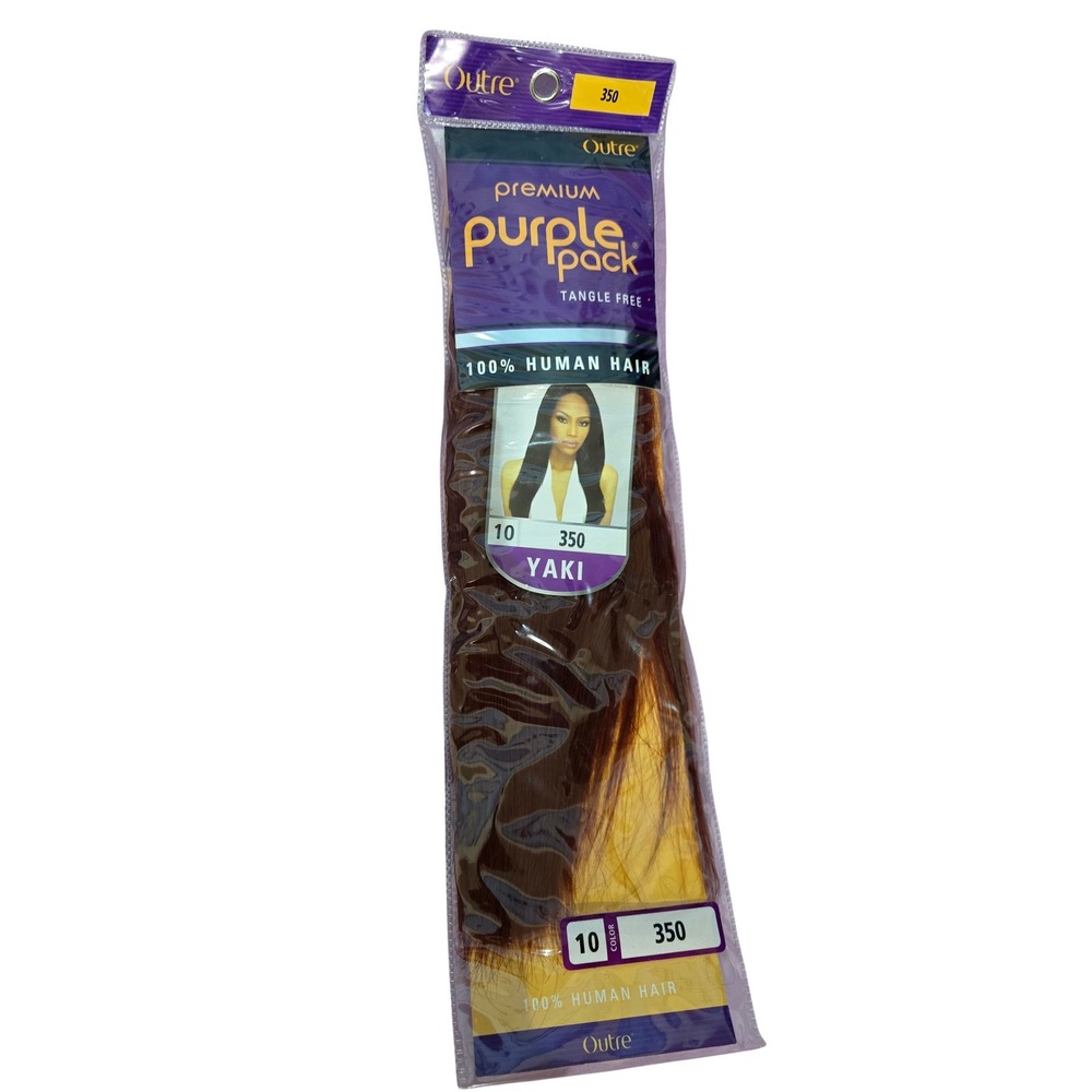 Outre Premium 100% Human Hair Weave Purple Pack Yaki 3 PACKS 10" Color #350